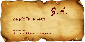 Zaják Anett névjegykártya